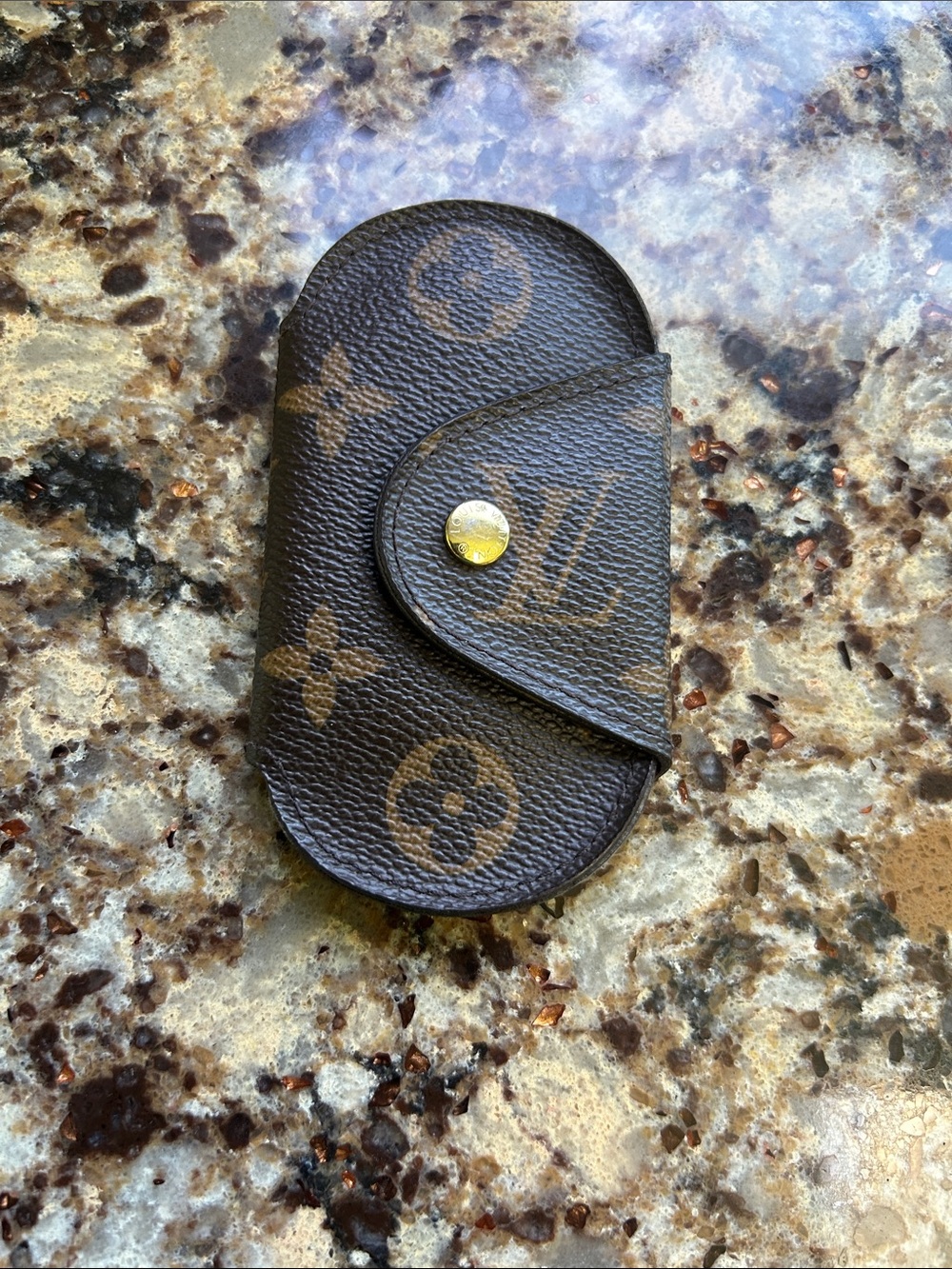 Louis Vuitton Monogram Snap Key Pouch in Brown and Gold